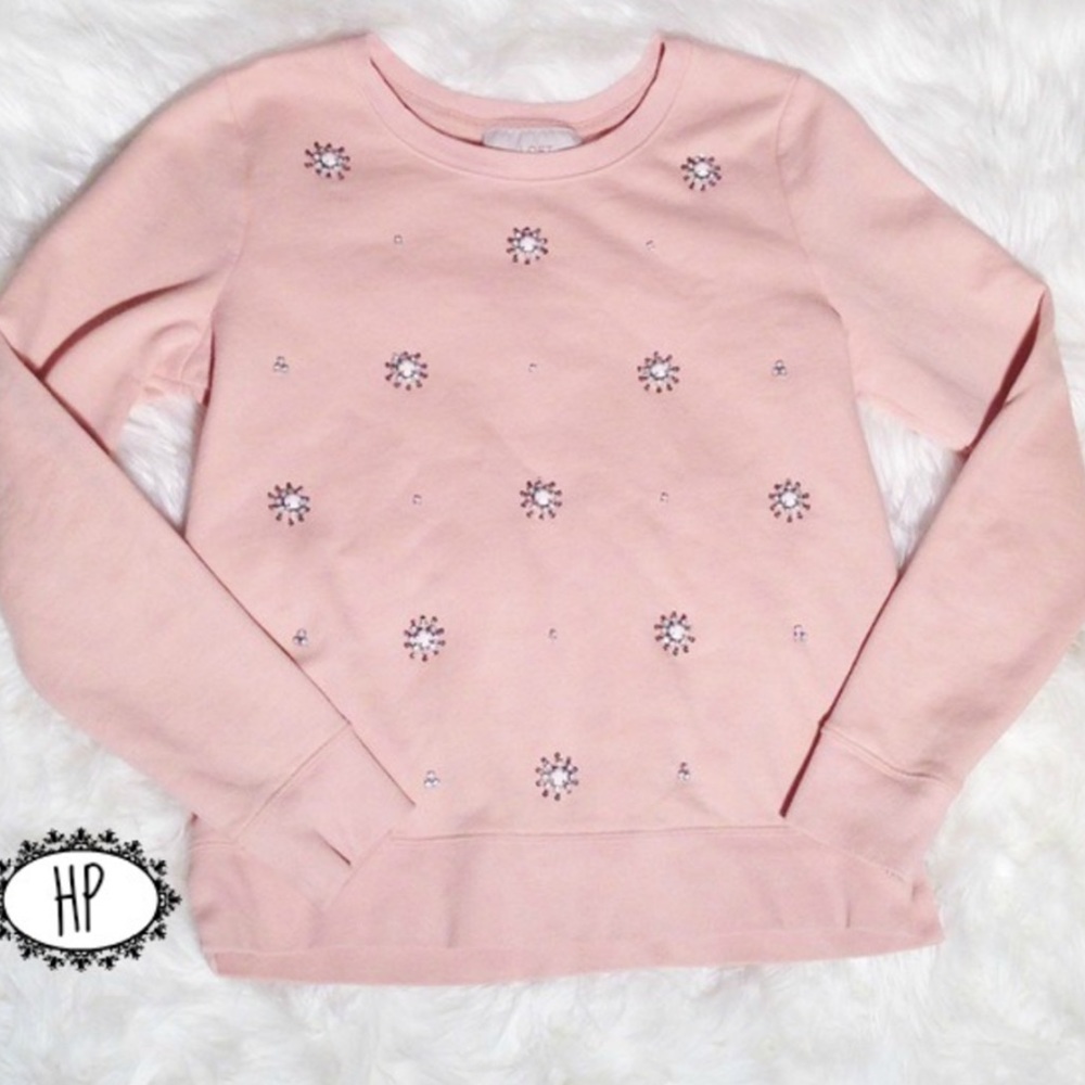 J Crew Jeweled Crew Neck Sweater
